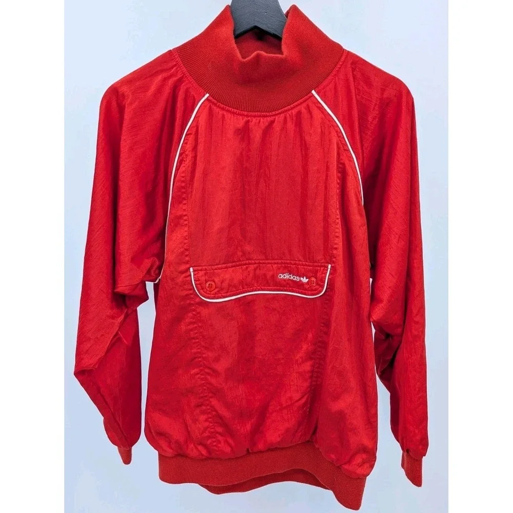 RARE Vintage Adidas Trefoil Nylon Satin Red Tracksuit Malaysia Size Mens M Sport